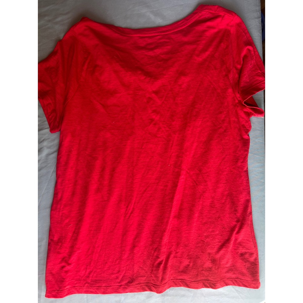 Ava & Viv V-Neck Short Sleeve Tee Women 1X Red Slub Knit Cotton T-Shirt - Picture 3 of 5
